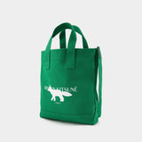 Profile Fox Tote Bag in Green Cotton