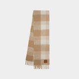 Check Fringed Scarf in Mixed Materials/Beige