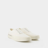 Lace-Up Sneakers in White Canvas