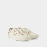 Oly Flower Fox Sneakers in White Cotton