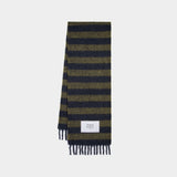 Rugby Stripes Scarf - Maison Kitsune - Wool - Blue/Khaki