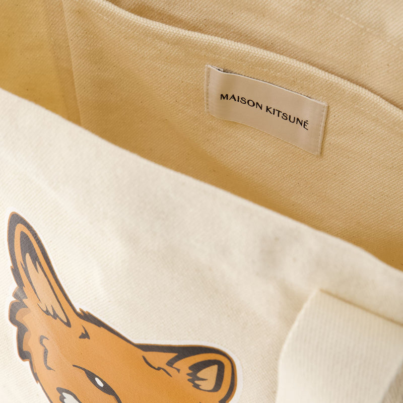 Fox Head Tote Bag - Maison Kitsune - Cotton - Beige