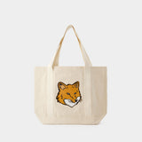 Fox Head Tote Bag - Maison Kitsune - Cotton - Beige