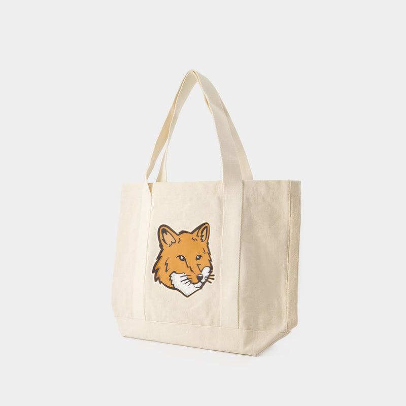 Fox Head Tote Bag - Maison Kitsune - Cotton - Beige