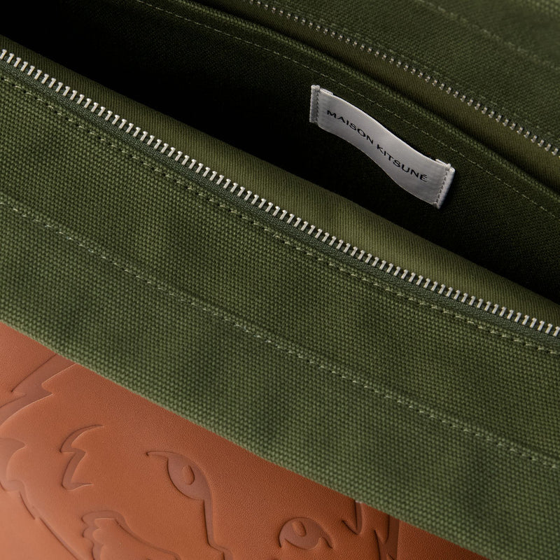 Classic Fox Head Pocket Tote Bag - Maison Kitsune - Canvas - Army Green