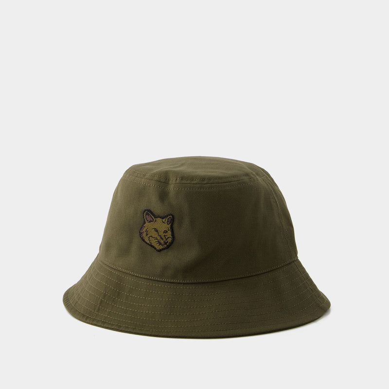 Fox Head Patch Bucket Hat - Maison Kitsune - Cotton - Khaki
