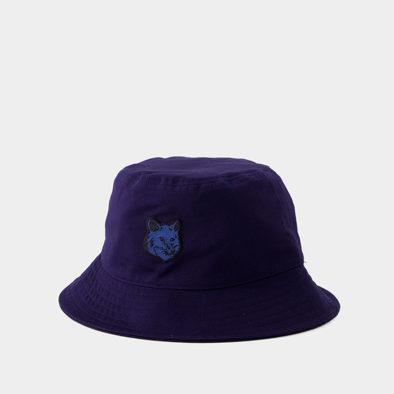 Fox Head Patch Bucket Hat - Maison Kitsune - Cotton - Blue