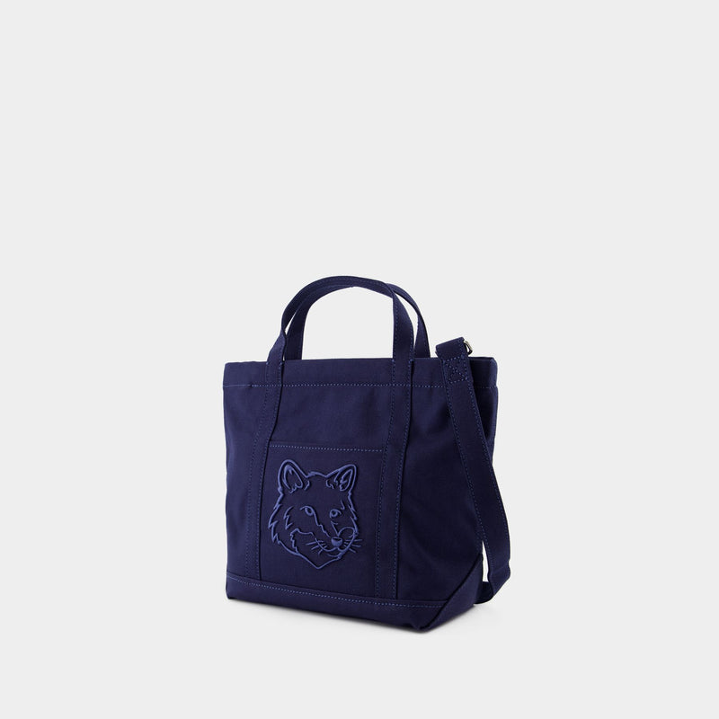 Fox Head Small Shopper Bag - Maison Kitsune - Cotton - Blue