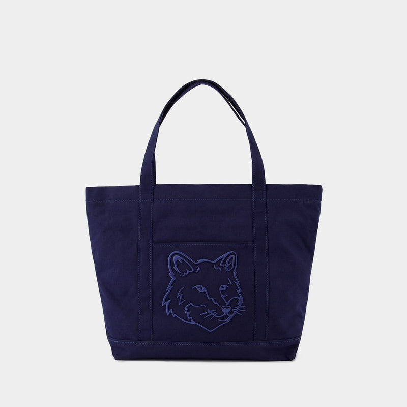 Fox Head Large Shopper Bag - Maison Kitsune - Cotton - Blue