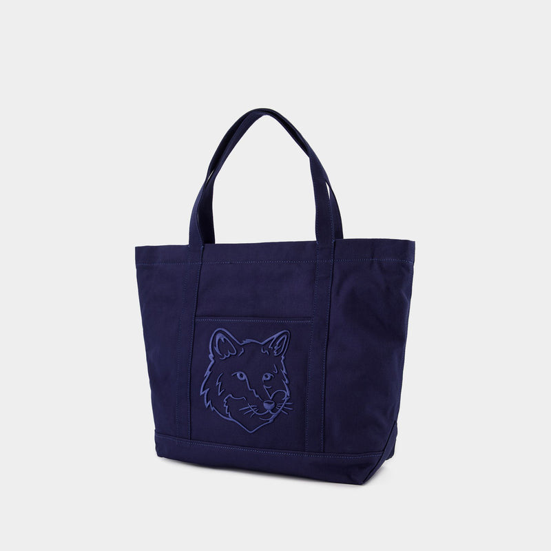 Fox Head Large Shopper Bag - Maison Kitsune - Cotton - Blue