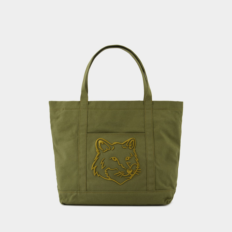 Fox Head Large Shopper Bag - Maison Kitsune - Cotton - Green