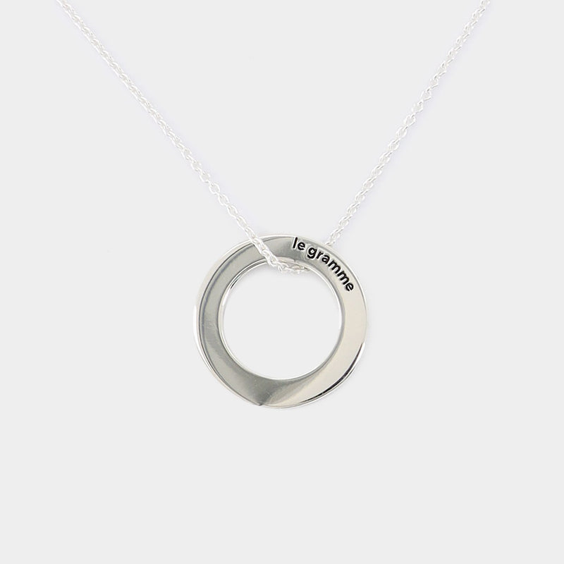 2.5G Polished And Brushed Sterling Silver Round Necklace