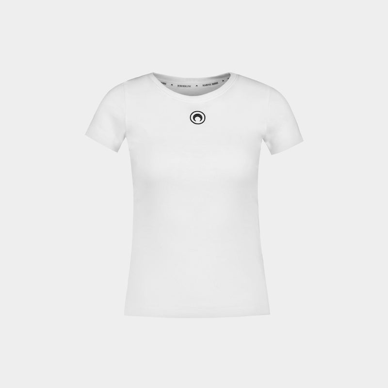 1x1 Rib T-Shirt - Marine Serre - Cotton - White