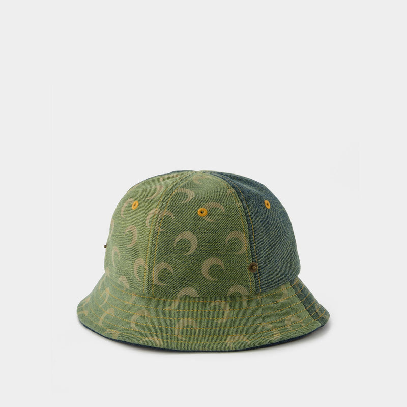 Denim Bell Hat in Green Cotton