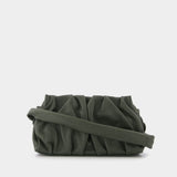 Vague Bag in Green Leather with White Stitching