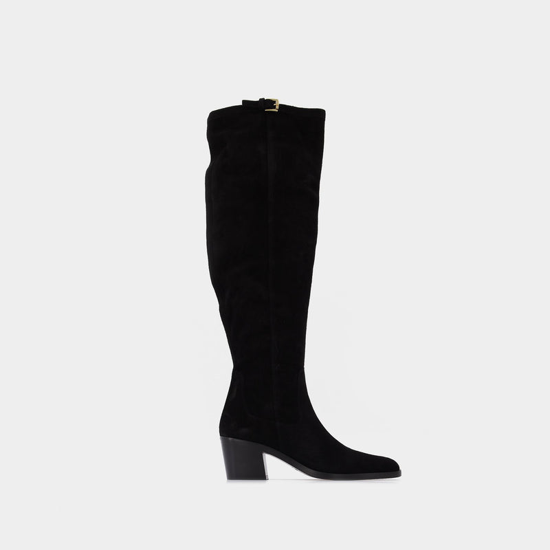 Esteban Black Suede Leather Boots