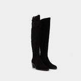 Esteban Black Suede Leather Boots