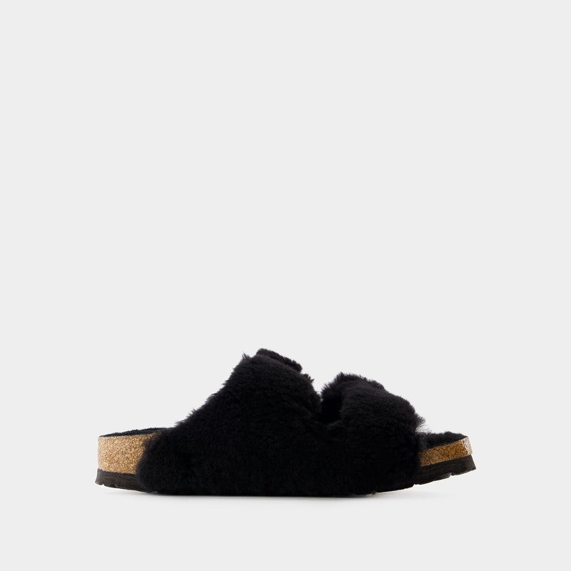 Arizona BB Shearling Teddy Sandals - Birkenstock - Wool - Black