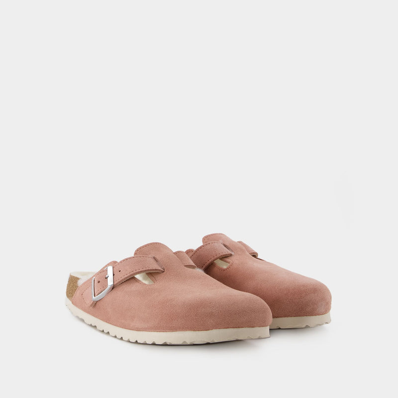 Boston Shearling Mules - Birkenstock - Wool - Pink Clay