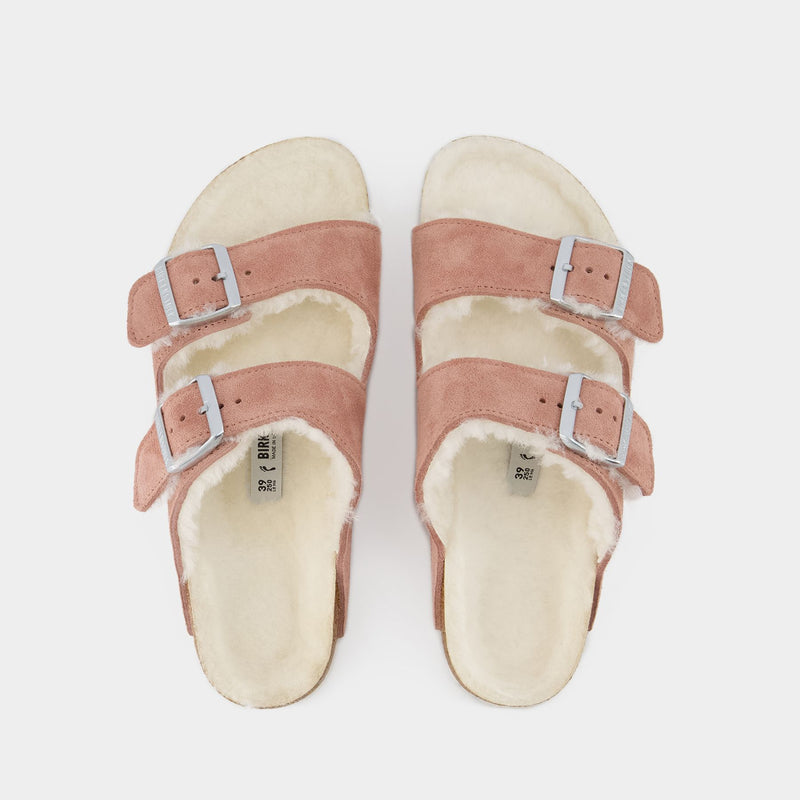 Arizona Shearling Sandals - Birkenstock - Wool - Pink Clay