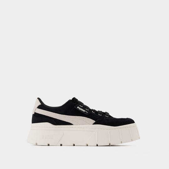 Mayze Stack Baskets in Black Leather