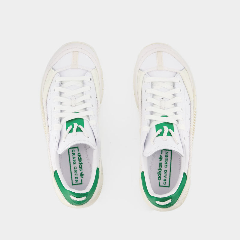 Scuba Stan Craig Green Sneakers in White Leather