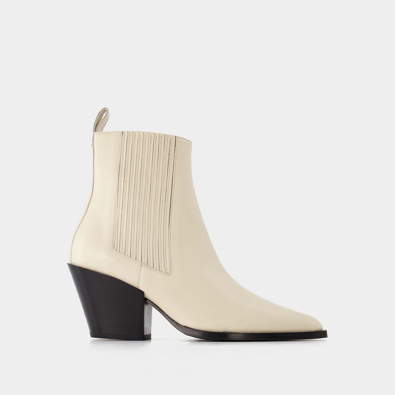 Kate 75Mm Block Heel in leatherSquare Toe Ankle Boot