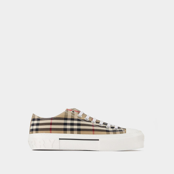 【関税&送料込み】Burberry Beige Cotton Sneakers Lf Tnr Jack L Low Sneakers - Burberry - Beige - Cotton