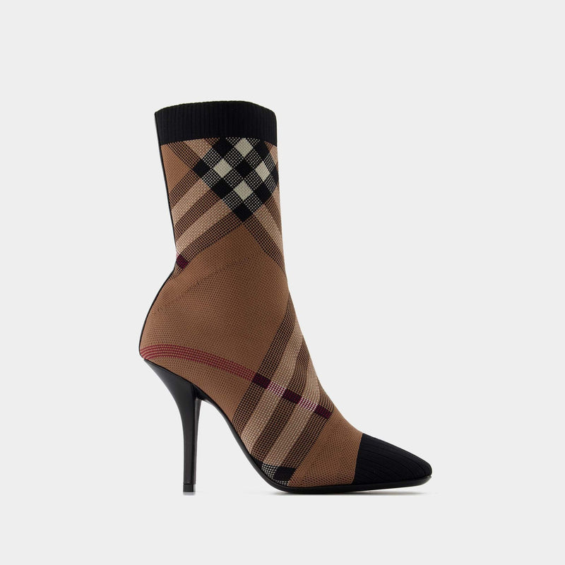 Lf Dolman Chk Low Ankle Boots - Burberry - Brown - Polyamide