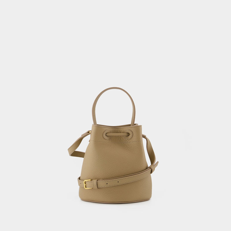 Drawstring Bucket Hobo Bag - Burberry - Cotton - Beige