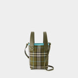 Mini London Shopper Bag - Burberry - Cotton - Olive Green