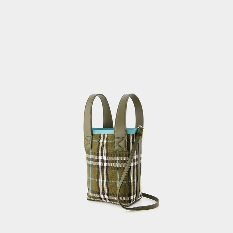 Mini London Shopper Bag - Burberry - Cotton - Olive Green