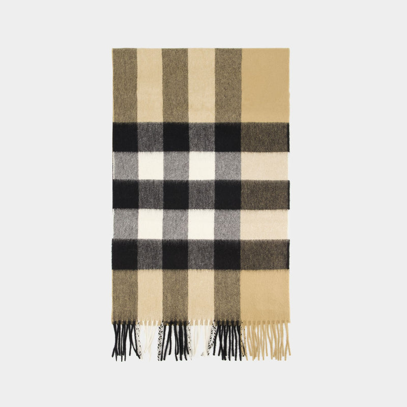 Mu Half Mega Check Scarf - Burberry - Cashmere - Archive Beige