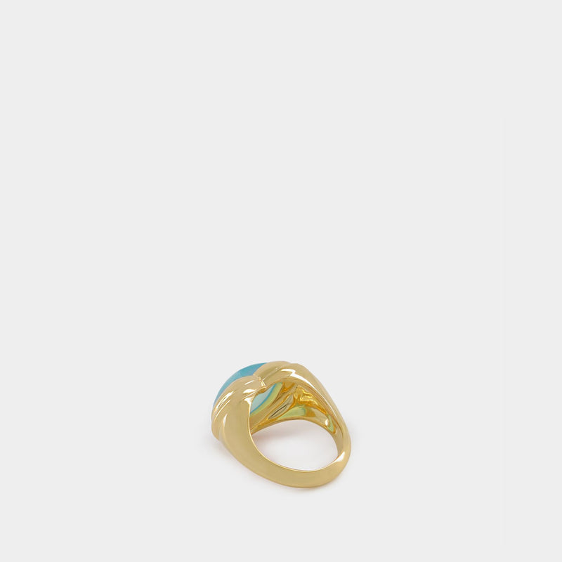 Heart Ring Aqua Chalcedony in Gold