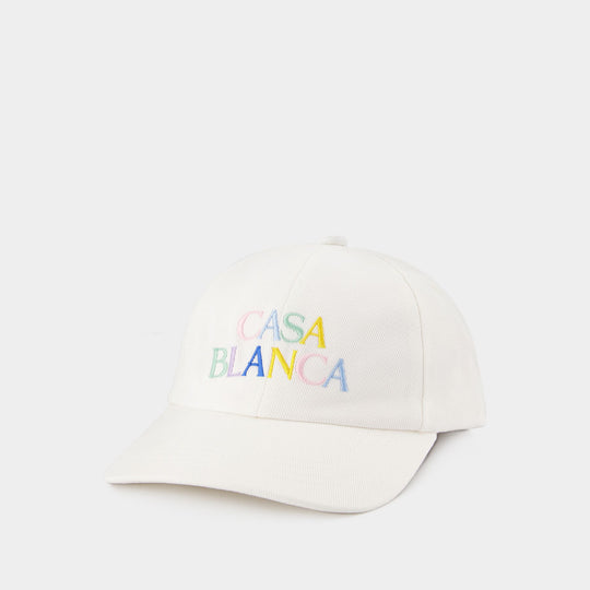 Stacked Logo Hat - Casablanca - White - Cotton