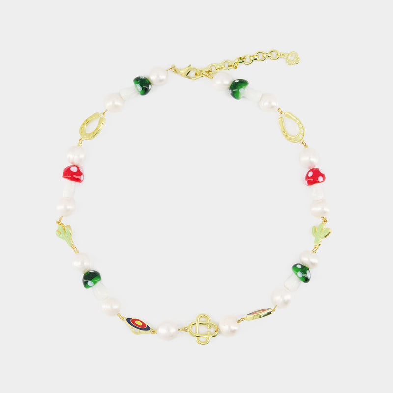 Casablanca Crystal And Pearl chain bracelet - Gold