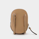 Midi Cap Bag in Beige Leather