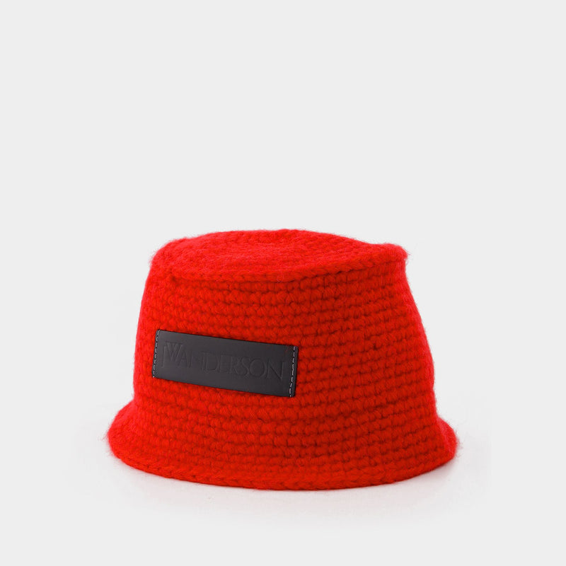 Bucket Hat in Red Synthetic Leather