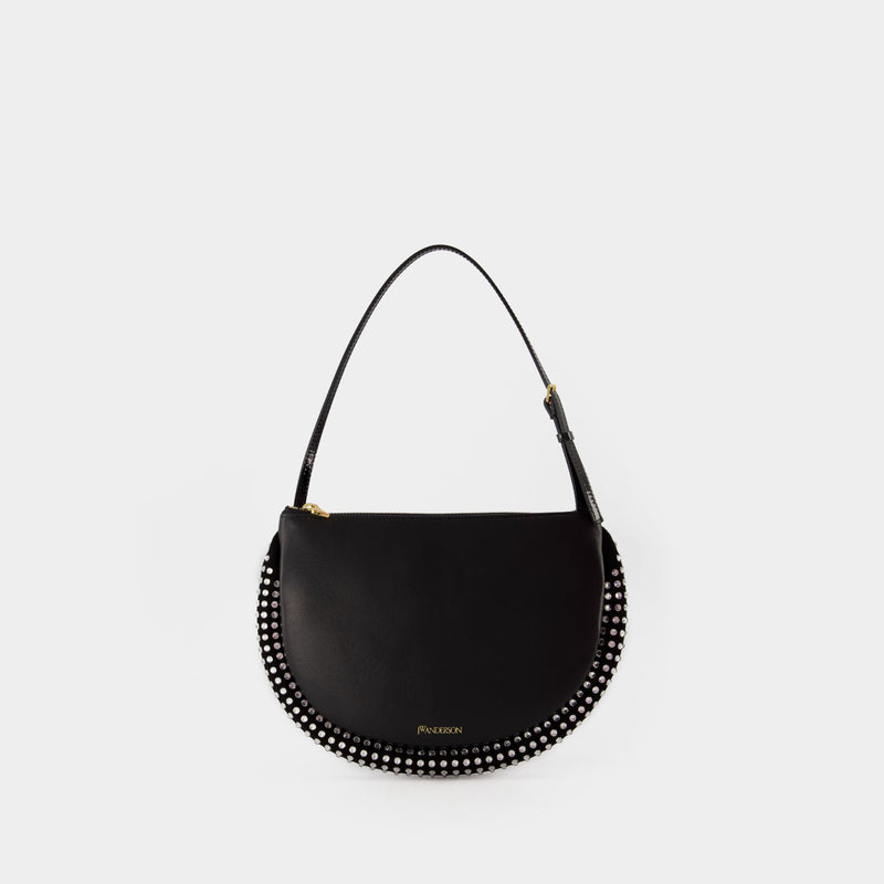 Crystal Bumper-Moon Hobo Bag - J.W. Anderson -  Black - Leather