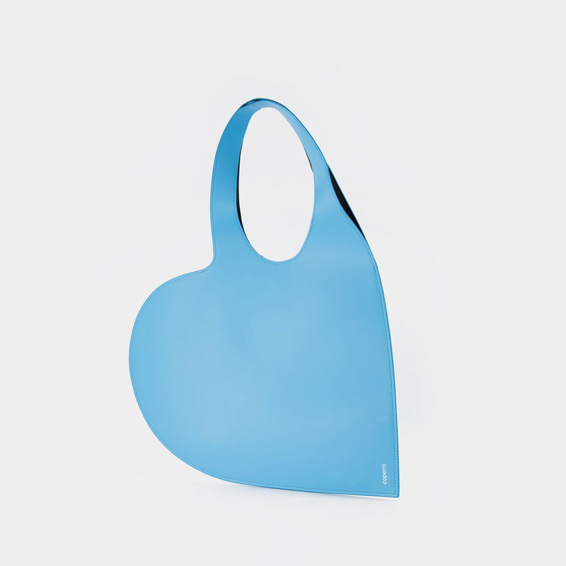 Heart Tote Bag en cuir Turquoise