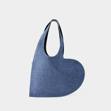 Mini Heart Shopper Bag - Coperni - Canvas - Washed Blue