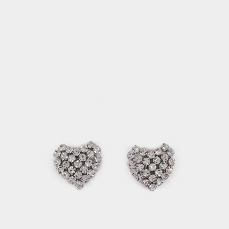 Heart earrings in silver toned metal