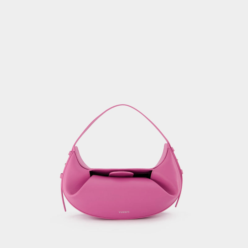 Mini Fortune Cookie Bag in Pink Leather