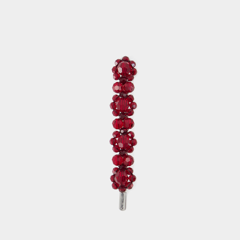 Medium Flower Barrette - Simone Rocha - Crystal - Red
