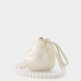 Micro Heart Bracelet With Leather/Pearl Strap