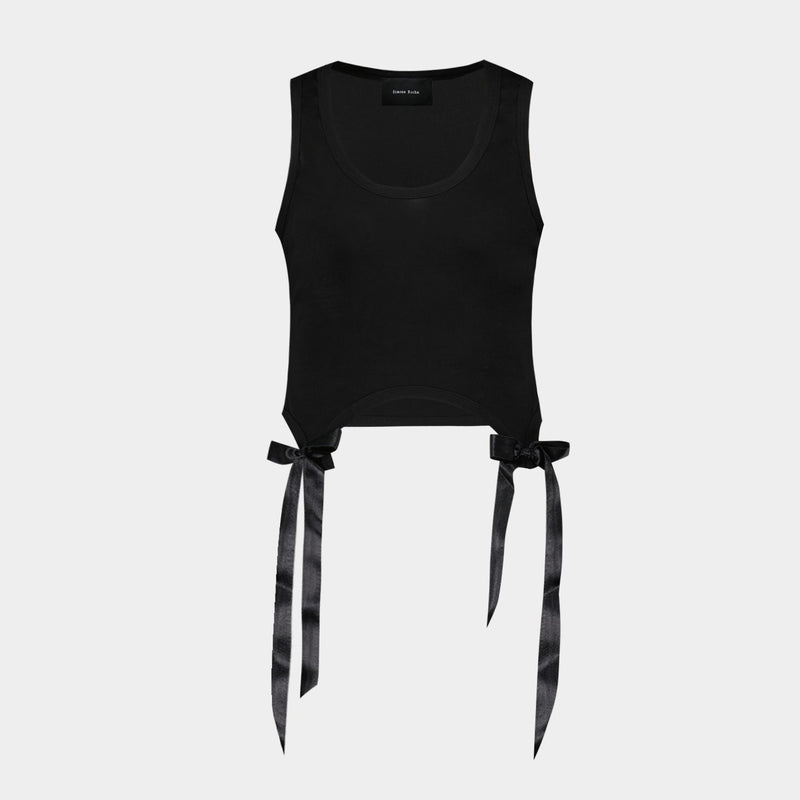 Tank Top With Bow Tails - Simone Rocha - Cotton - Black