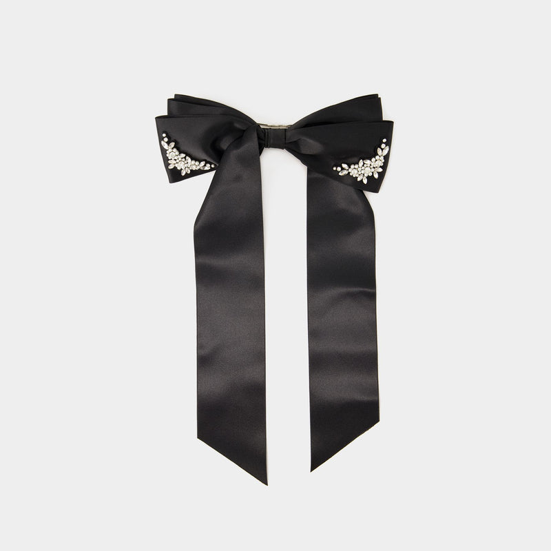 Embellished Bow Hairclip - Simone Rocha - Satin - Black