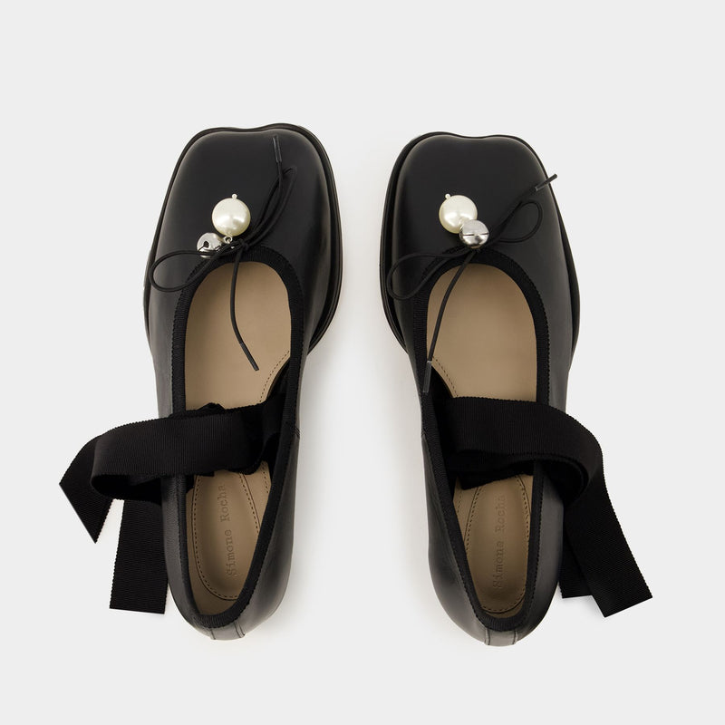 Heart Toe Ballerinas - Simone Rocha - Leather - Black