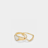 Set Heart Signet Ring & Wave Ring Diamonds in Yellow Gold