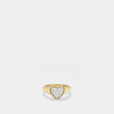 Set Heart Signet Ring & Wave Ring Diamonds in Yellow Gold